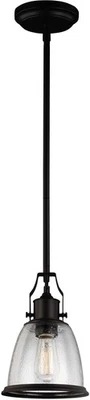 Iluminação pingente de vidro Feiss P1354ORB Hobson, bronze, 1 luz (8"diâmetro x 12"H) ... - Imagem 1 de 4