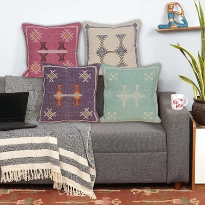 Handmade Sabra Cactus Silk Cushion Cover Boho Pillow Case Decorative - Image 1 of 4