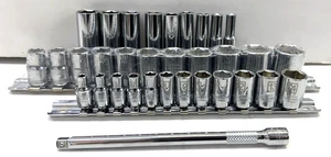 Steelman 32-Piece Set 3/8-In & 1/4 in Drive Deep 6-Point Chrome Socket Sets - Picture 1 of 3