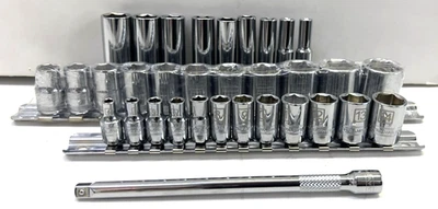 Steelman 32-Piece Set 3/8-In & 1/4 in Drive Deep 6-Point Chrome Socket Sets - Image 1 of 3