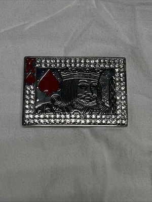 King of Spades w/ Rhinestones Poker Gambling Metal Fashion Belt Buckle - Image 1 of 4