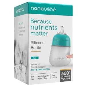 Nanobebe Flexy Silicone Baby Bottle, 270 ml, Teal. Opened Box! - Picture 1 of 2
