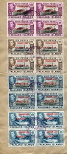 GRAHAM LAND 1944-45 OVPTS A1/A8 FINE USED BLOCKS OF 4 ON COVER - Picture 1 of 2