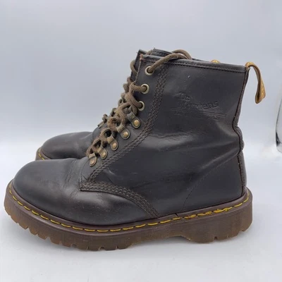 Botas de cuero marrón Dr. Marten para hombre 9 con cordones aspecto vintage England Air Wair Foto 1 de 4