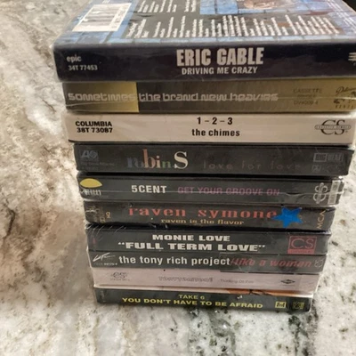 LOT OF (10 ) TEN CASSETTE SINGLES NEW AND SEALED - Image 1 of 4