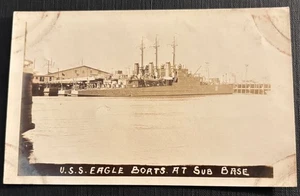 USS EAGLE BOATS DOCKED AT SUB BASE 1922 Built By Henry Ford 1919 Sub Chasers - Picture 1 of 3