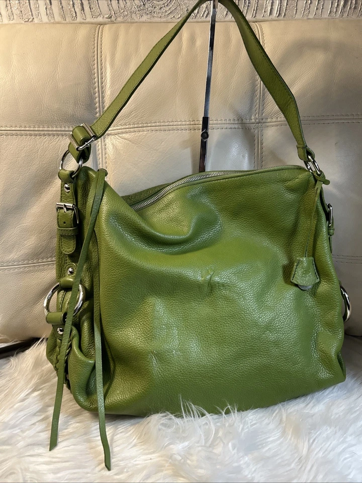 Bolso de Mano BANANA REPUBLIC Verde Grande Hobo Cuero Suave Cremallera Holgado Foto 1 de 4