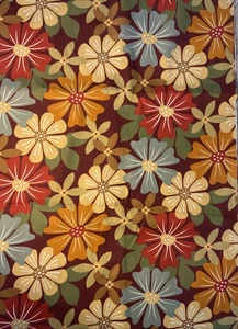 Orange Boho Floral Fabric Retro 70s 80s 45” x 91” Approximately 2 Yds 19” Heavy - Picture 1 of 1