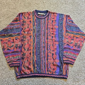 Tundra Canada Pullover Herren XLT Vintage 3D Strick Cosby Biggie Coogi Style Y2K - Bild 1 von 10