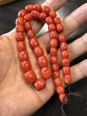 винтажное натуральное итальянское коралловое тибетское ожерелье, красный цвет 63 G - Изображение 1 из 4
