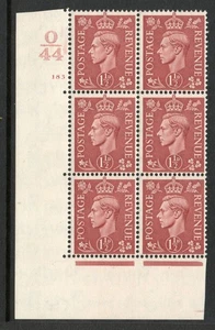 Great Britain 1942 1½d Pale red-brown Cyl 183 O/44 SG 487 Mint. (R1512) - Picture 1 of 2