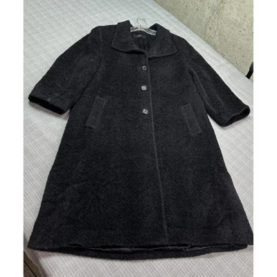 Dale Black Alpaca Wool Blend Coat Women's 12 Long Button Front Winter Jacket - Image 1 of 4