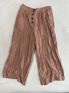 Pantalones Pallazo Topshop Pierna Ancha Talla 8 Color Rubor Botón Frontal Mezcla de Lino - Imagen 1 de 8