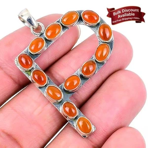 Natürlicher Orange Karneol 925 Massiv Silber Geburtstag Weihnachten Hochzeit Neu Anhänger - Bild 1 von 7