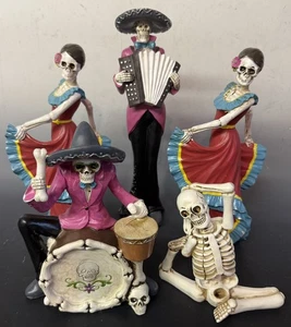 5 ‘Day Of The Dead’ Resin Figures Walgreens - Dancers, Drummer, Musician Band - Picture 1 of 14