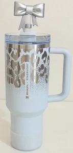 2024 Starbucks x Stanley Spring Blue 40 Oz Tumbler Neu, Custom Leopard Etched - Bild 1 von 9
