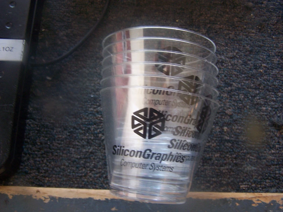 Set of six Silicon Graphics Logo'd plastic champagne style cups - Image 1 of 1