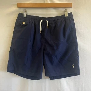 Ralph Lauren Polo Boys Swimming Trunks Navy Blue Size Large Elastic Waist Beach - Picture 1 of 9