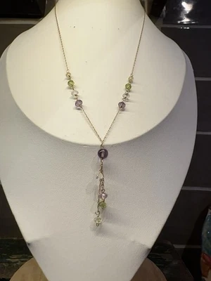 "Collar de Colección Jo's Oro Sólido 14 Kt Amatista Citrino Calidad 2.810g 20.5""" Foto 1 de 4