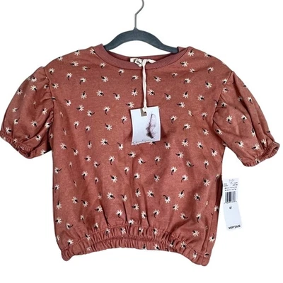 NUEVO CON ETIQUETAS Blusa Jessica Simpson Niñas 4T Rosa Margarita Floral Manga Abullonada Cottagecore Foto 1 de 3