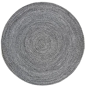 Braided Ivory/Black 6 ft. x 6 ft. Round Solid Area Rug - Picture 1 of 9