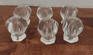Vintage Clear Glass Drawer Knob Hardware Pull Cabinet 1" x 1" Hex Lot of 6 - Picture 1 of 4