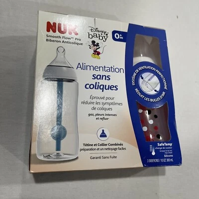 NUK Smooth Flow Disney Bottle Mickey Mouse 10oz 3 Pack. Colic-Free Feeding New - Image 1 of 3