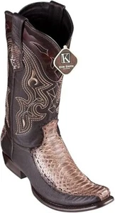 King Exotic BROWN GENUINE PYTHON SNAKE Western Boot Dubai Square Toe EE 479F5785 - Picture 1 of 2