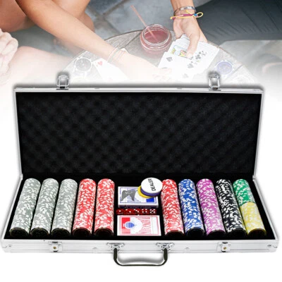 LARS360 Pokerset mit 500 Standard Pokerkoffer Poker Set Alu Koffer Silber Jetons Chips