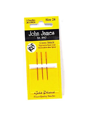 John James Cross Stitch Tapestry Gold Needles Size 24 3ct - Image 1 of 2