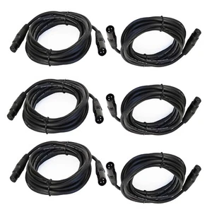 6-Pack 15ft Male Cable to 3-Pin Shielded XLR Female Cables for Mixer Speaker Mic - Picture 1 of 17