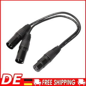 3 Pin XLR Female to Dual Male, Audio Cable Adapter, Black for Microphone - Picture 1 of 9