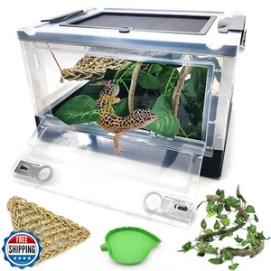 Hamiledyi Collapsible Gecko Tank Starter Kits, Reptile Travel Carrier 15.6" x - Picture 1 of 5