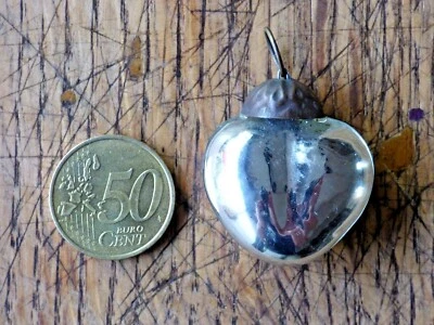 ancienne boule de noël en verre soufflé mercurisé forme cœur petit  modèle - Photo 1/4