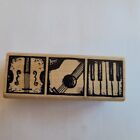 Musical Instruments Piano Guitar Violin Magenta Mounted Rubber Stamp 37111-I