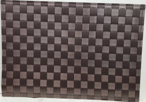 Set of 4 Same Vinyl Placemats (12"x17") WEAVED BROWN PLAID BUFFALO CHECK,Danesco - Picture 1 of 9