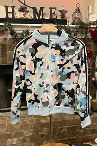 NWOT Adidas Multicolor Camo girls zip up jacket 10/12 - Picture 1 of 7