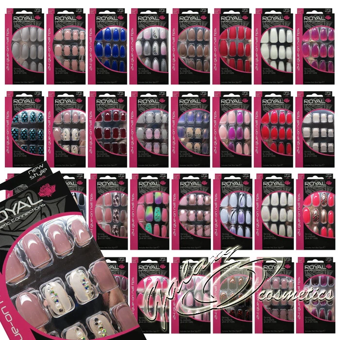 Royal Full Coverage False Nail Artificial Tips + 3g Glue Set of 24 - Image 1 of 1