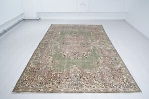 Oushak rug, Large Vintage rug, Turkish rug, Handmade rug, Faded rug, 7x10 rug