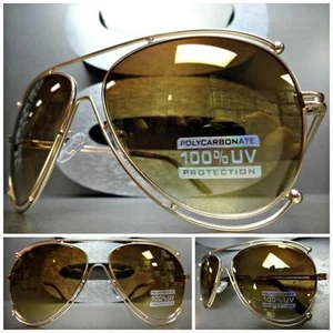 Men's or Women Oversized Classic Vintage Retro Style SUNGLASSES Large Gold Frame - Picture 1 of 10