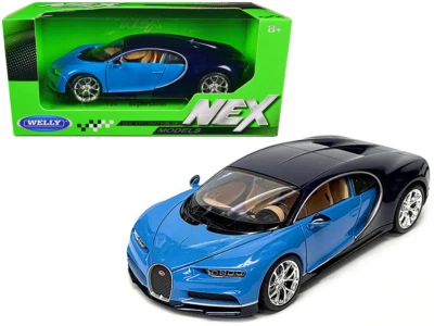 1/24 Welly NEX Bugatti Chiron Diecast Model Car 2-Tone Blue 24077 BL - Image 1 of 2