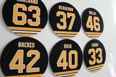 Boston Bruins Jersey Magnets Marchand Backes Krejci Chara Rask Bergeron - 2.75 Cover