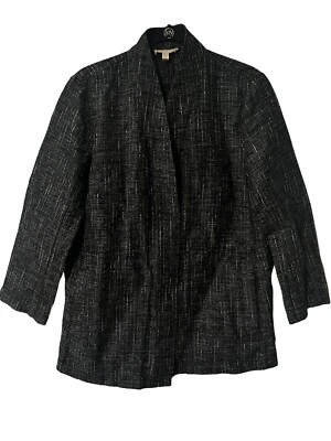 Cárdigan chamarra Eileen Fisher XS negro manga larga lino orgánico algodón Foto 1 de 4