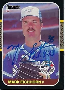 MARK EICHHORN FIRMADO 1987 DONRUSS #321 - TORONTO BLUE JAYS - Imagen 1 de 1