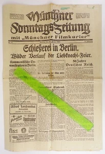 München er Sonntags Zeitung 1921 Schießerei in Berlin Wilder Verlauf Liebknecht - Bild 1 von 2