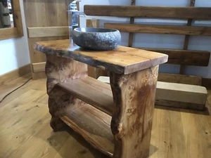 OAK WASH STAND LIVE EDGE - Picture 1 of 10