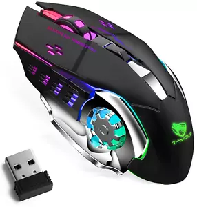 Wireless Gaming Mouse PC Rechargeable LED Light USB Computer Laptop Silent Mice - Picture 1 of 16