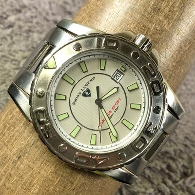 Swiss Legend Men 10002633 Grande Sport Date Silver Tone Quartz 42mm Watch 7 1/4" - image 1 of 4