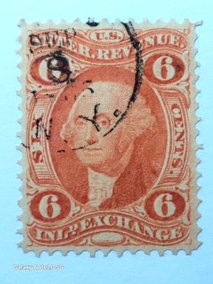 1863 R30c - 6c Washington Inland Exchange - Sello de mano (NY) - En muy buen estado Foto 1 de 3