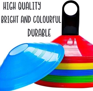 Football Cones Training Marker Sports Markers Disc Soccer Rugby Plastic sets UK - Picture 1 of 10